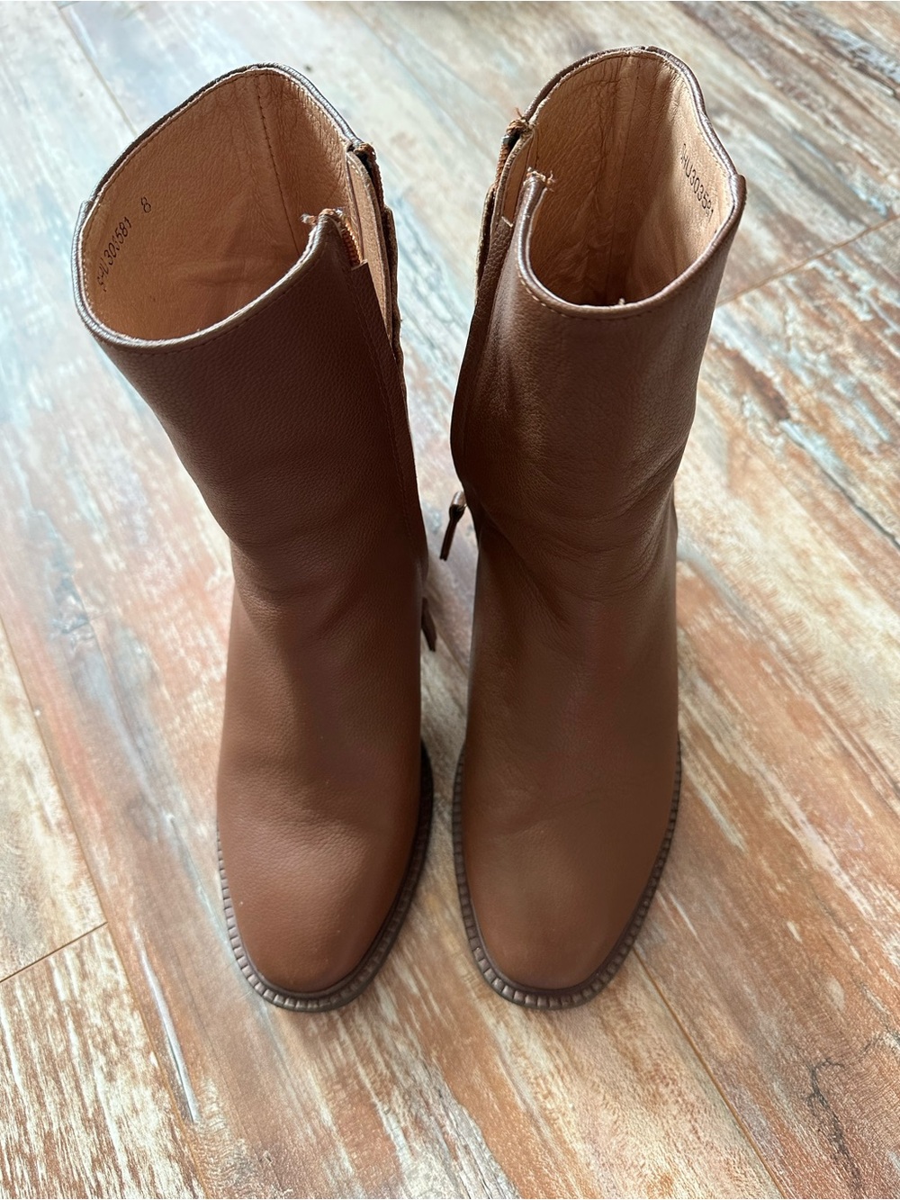 J. Jill Chestnut Brown Leather Ankle-Heel Boots